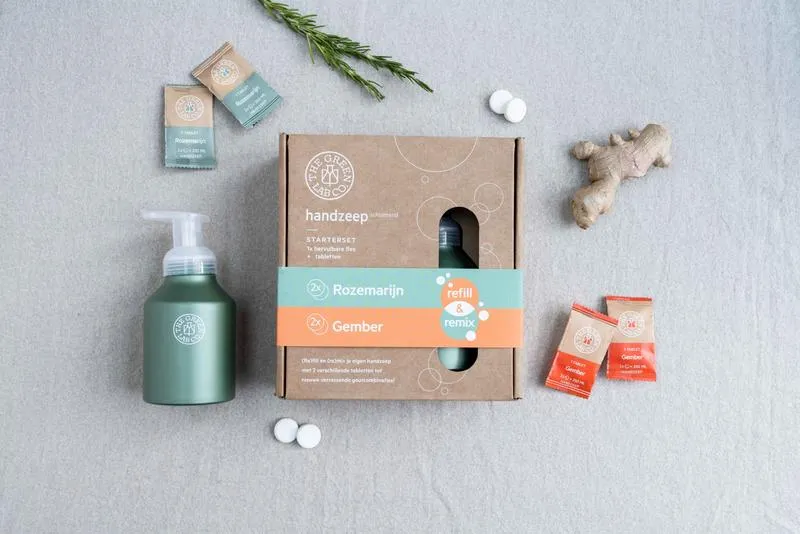 Thegreen Lab Co Handzeep premium starter set ro zemarijn & gember (1 set)