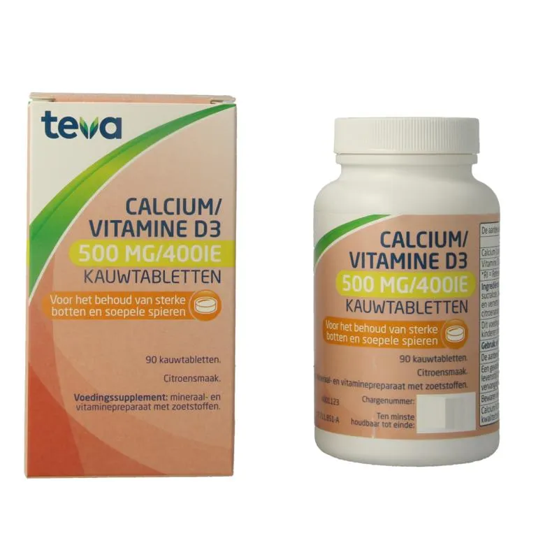 Teva Calcium/Vitamine D 500mg/400IE (90 kauwtabletten)