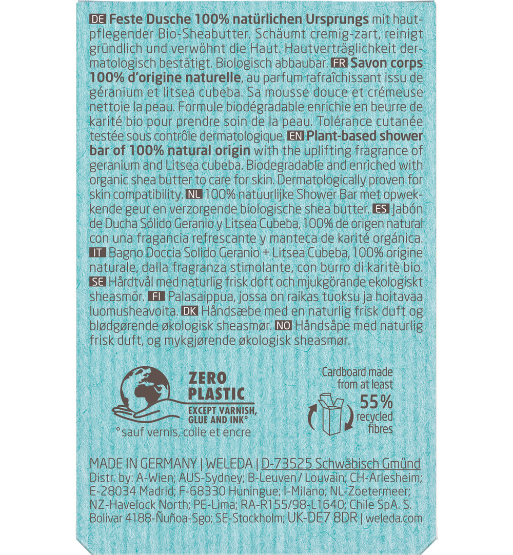 WELEDA Shower bar geranium + litsea cubeba (75 gr)