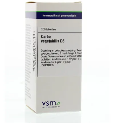 VSM Carbo vegetabilis D6 (200 tabletten)