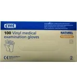 cmt Onderzoekshandschoen vinyl wit poedervrij L (100 stuks)