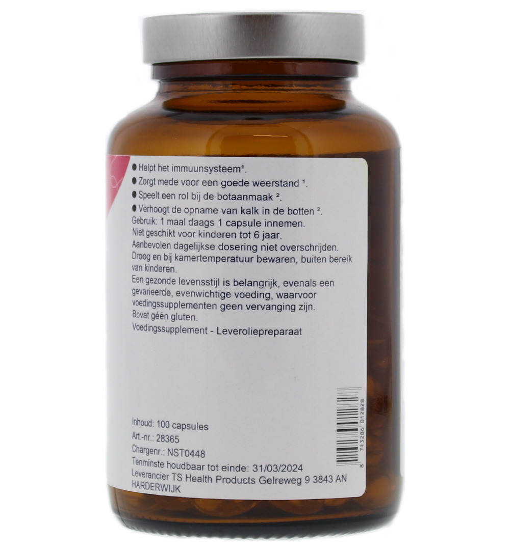 TS Choice Vitamine A en D kabeljauwlever (100 capsules) - image 2