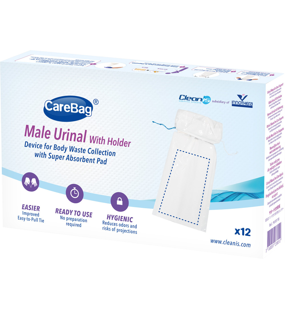 Carebag Wegwerpurinaal man met houder (12 stuks)