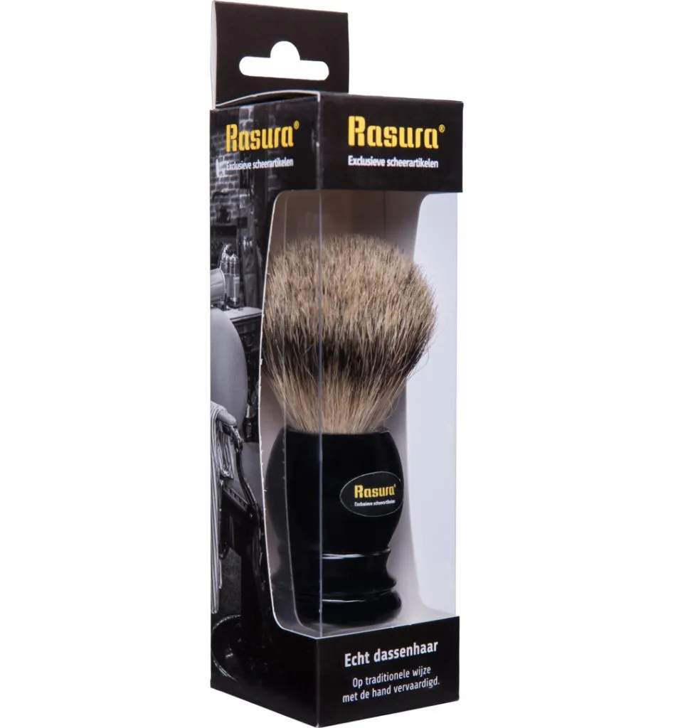 Rasura Scheerkwast silverspits zwart (1 stuk)