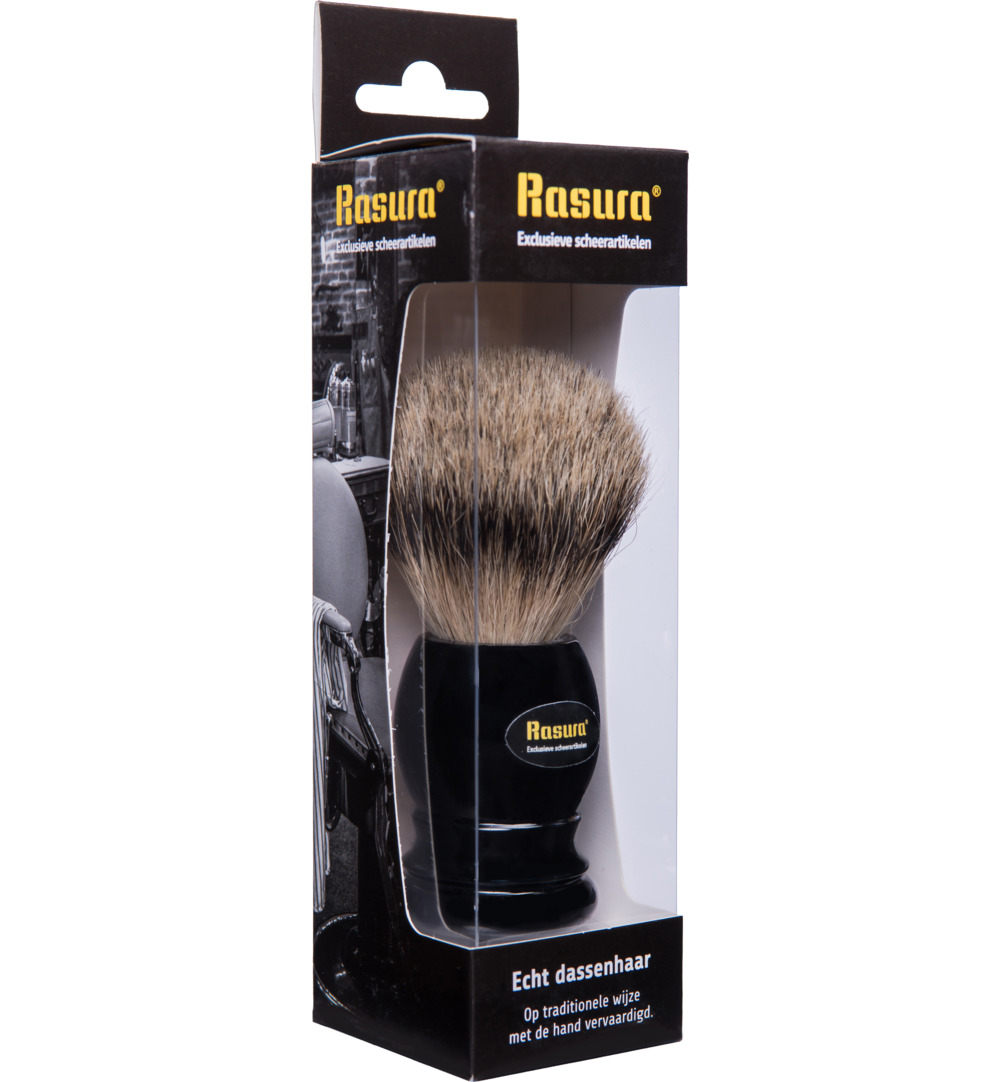 Rasura Scheerkwast silverspits zwart (1 stuk)