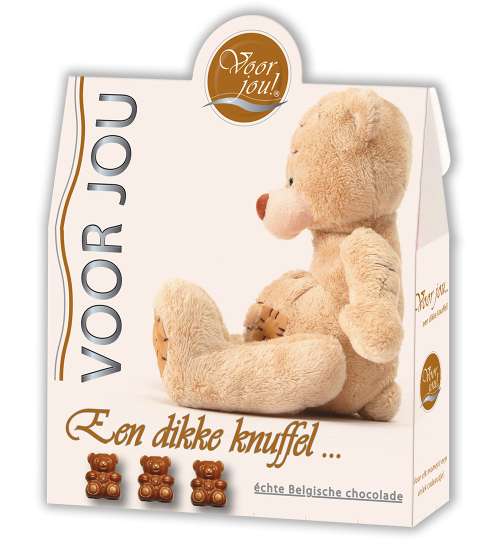 Voor Jou! Cadeau Doos Trendy Beertjes Dikke Knuffel (100 gr)