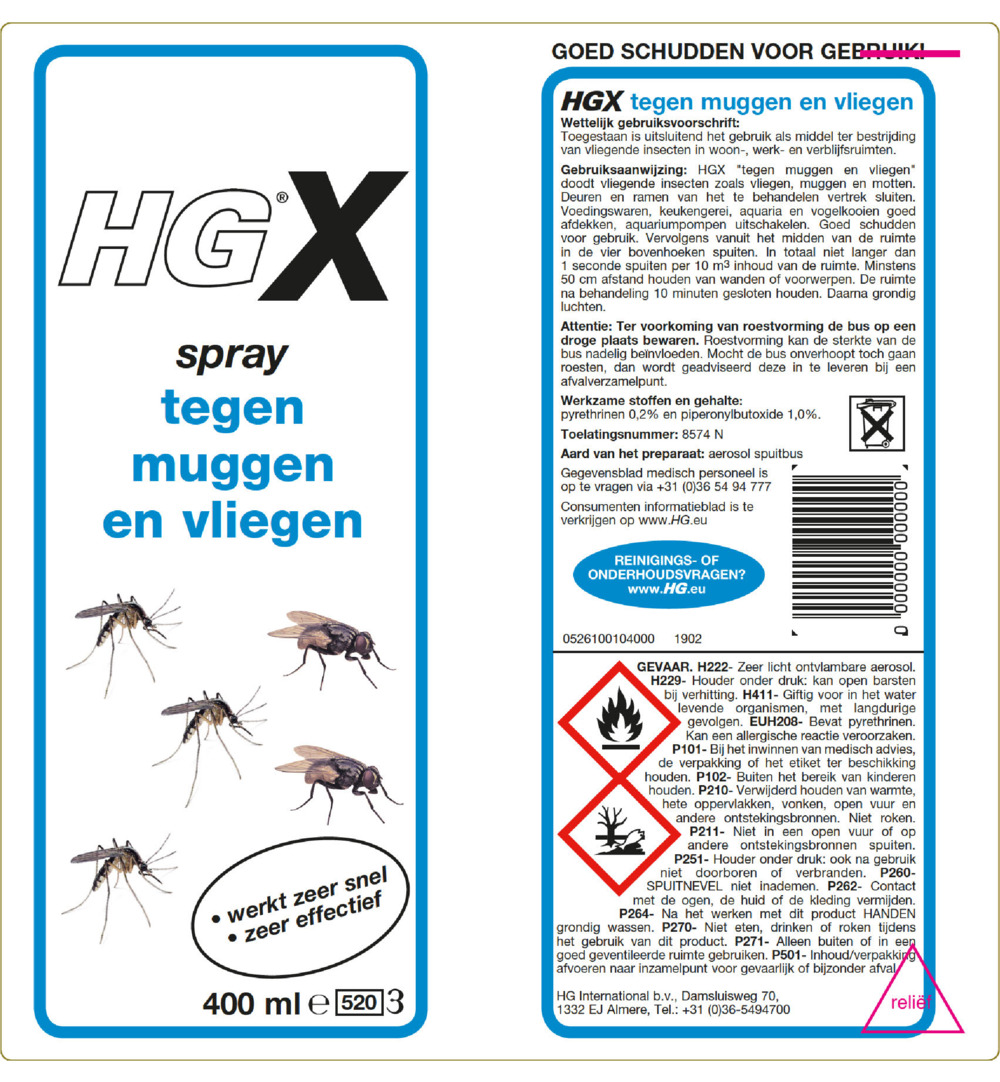 HG X Muggen/Vliegen Spray (400 ml) - image 2