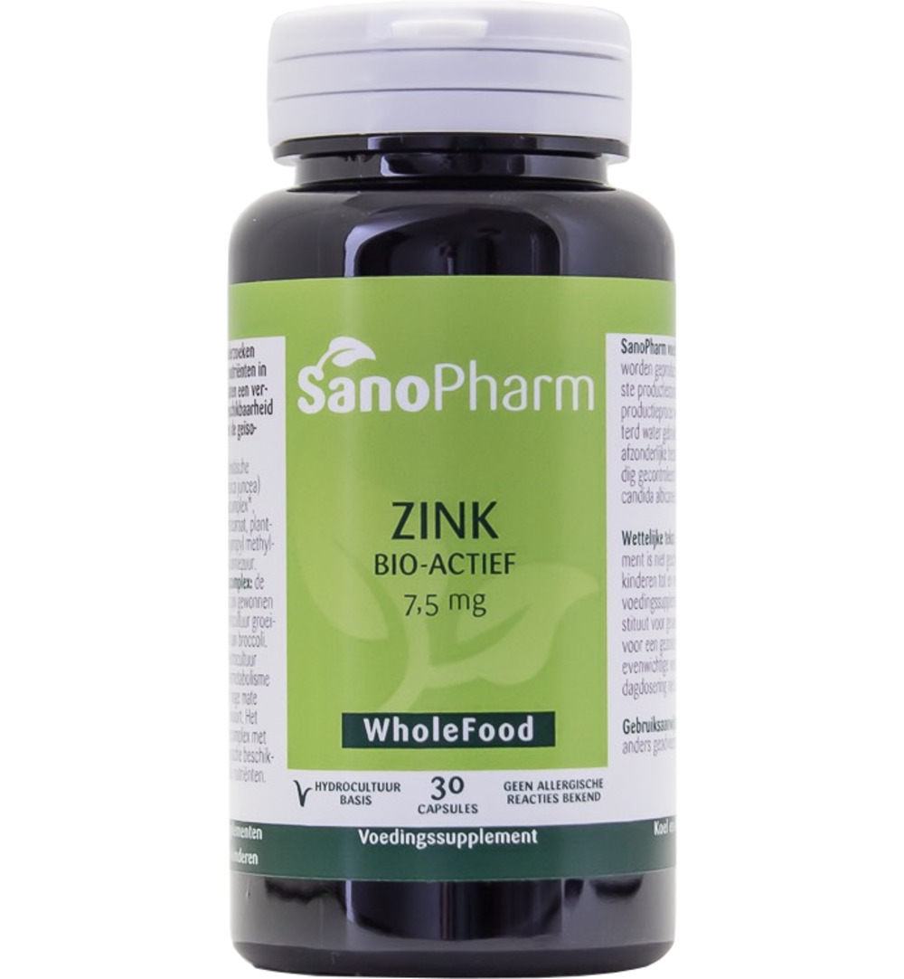 Sanopharm Zink 7.5mg WholeFood (30 capsules)
