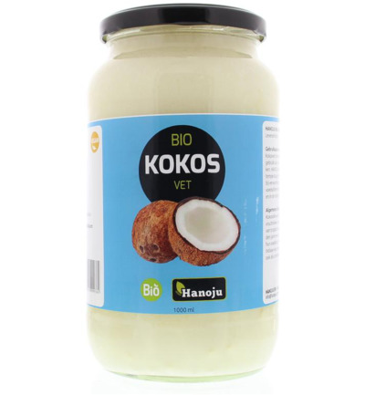 Hanoju Kokosolie Geurloos Glasfles Bio (1000 ml)
