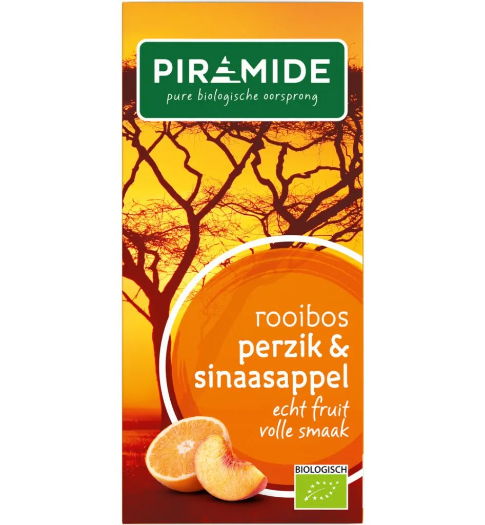 Piramide Rooibos Perzik Sinaasappel Thee Bio (20 stuks)