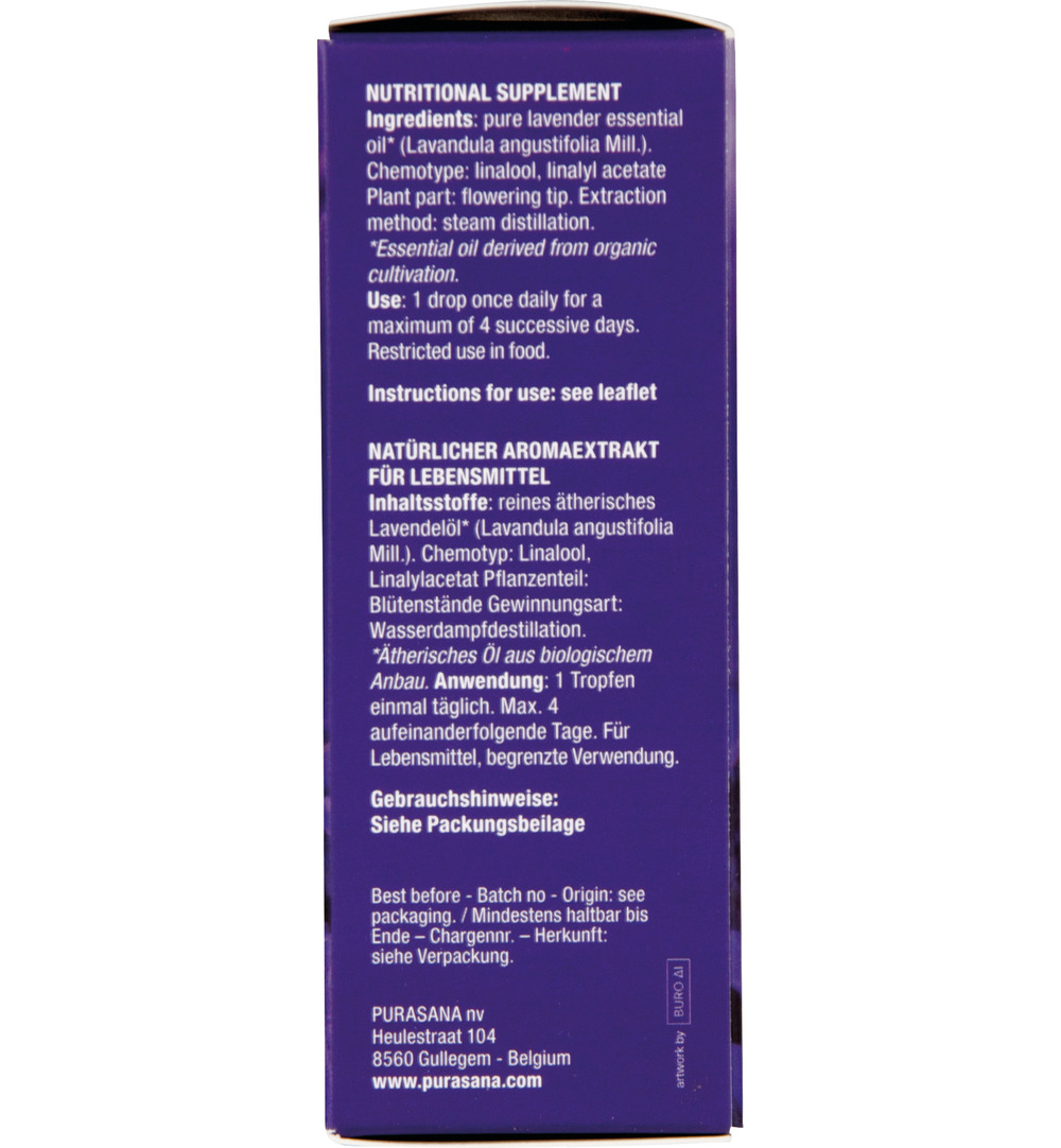 Purasana Lavendel echte olie/huile lavande fine bio (30 ml) - image 2