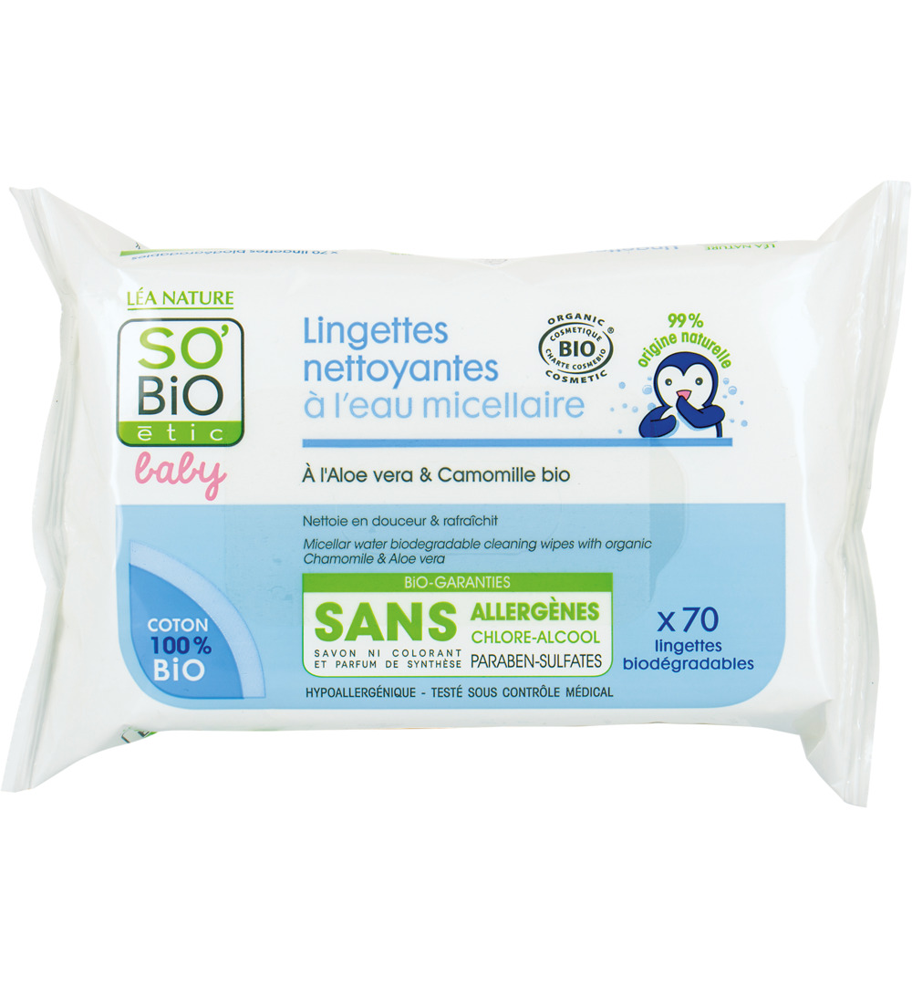 So Bio Etic Baby wipes micellair (70 stuks)