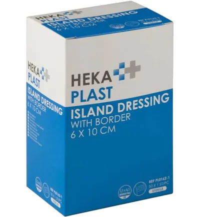 Hekaplast Eilandpleister border 6 cm x 10 cm steriel (10 stuks)