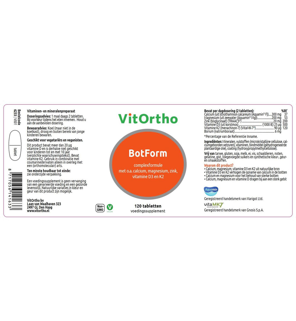 VitOrtho Botform (120 tabletten)