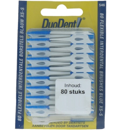 Duodent Duodent flexibele interdentale borstels xs-s blauw (80 stuks)