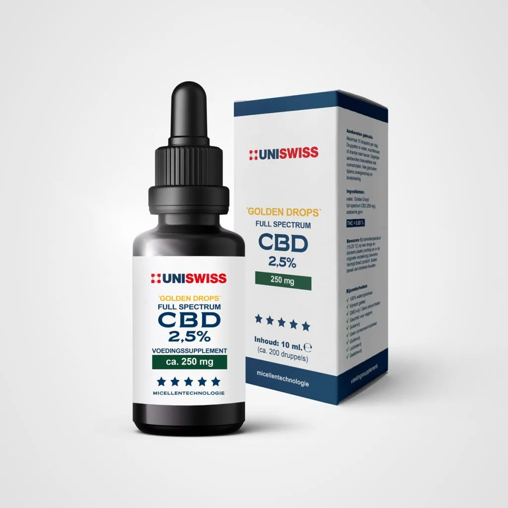Uni Swiss CBD-Full Spectrum Gold Druppels 2.5% (10 ml)