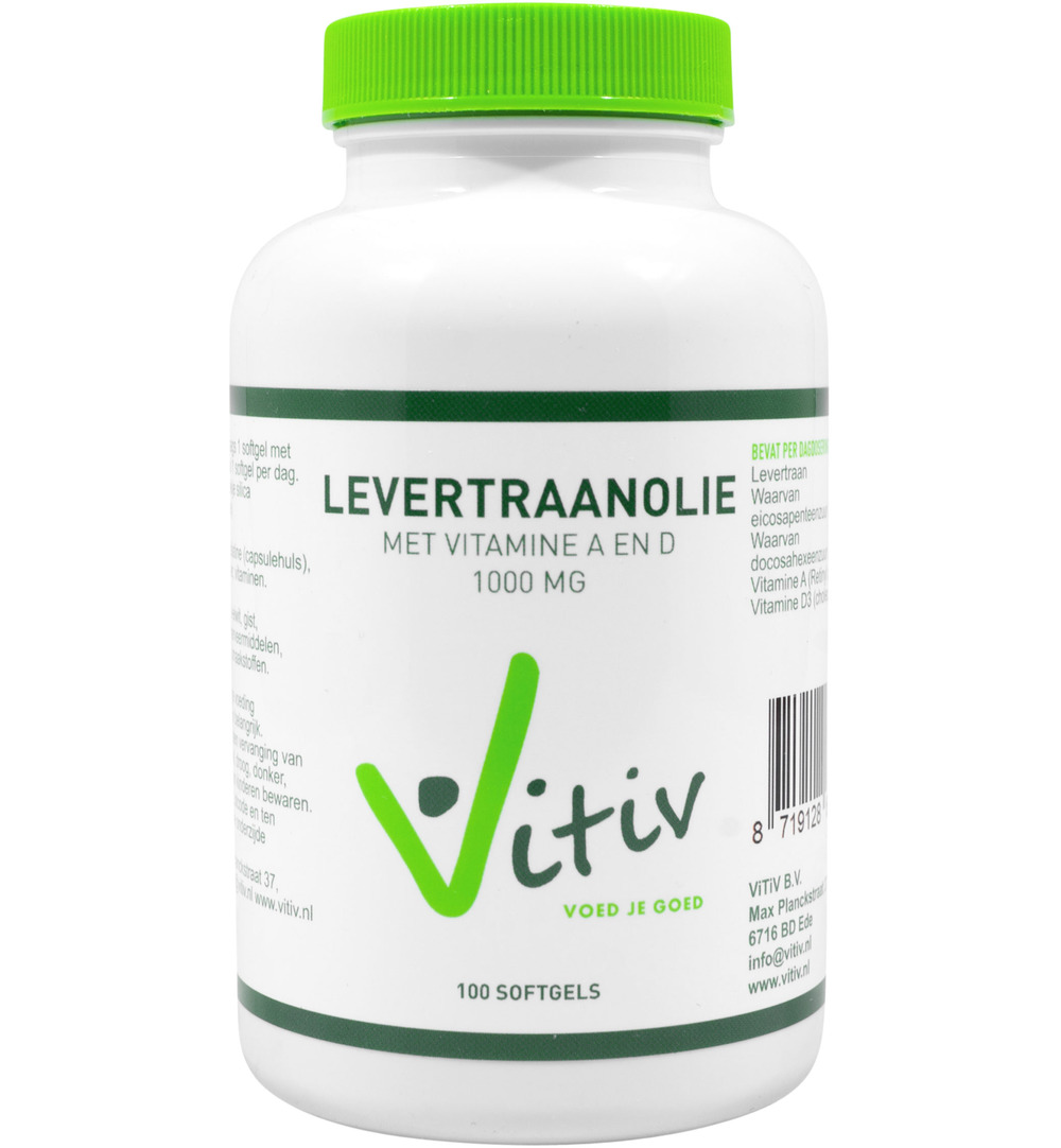 Vitiv Levertraanolie 100Mg Vitamine A D (100 Capsules)