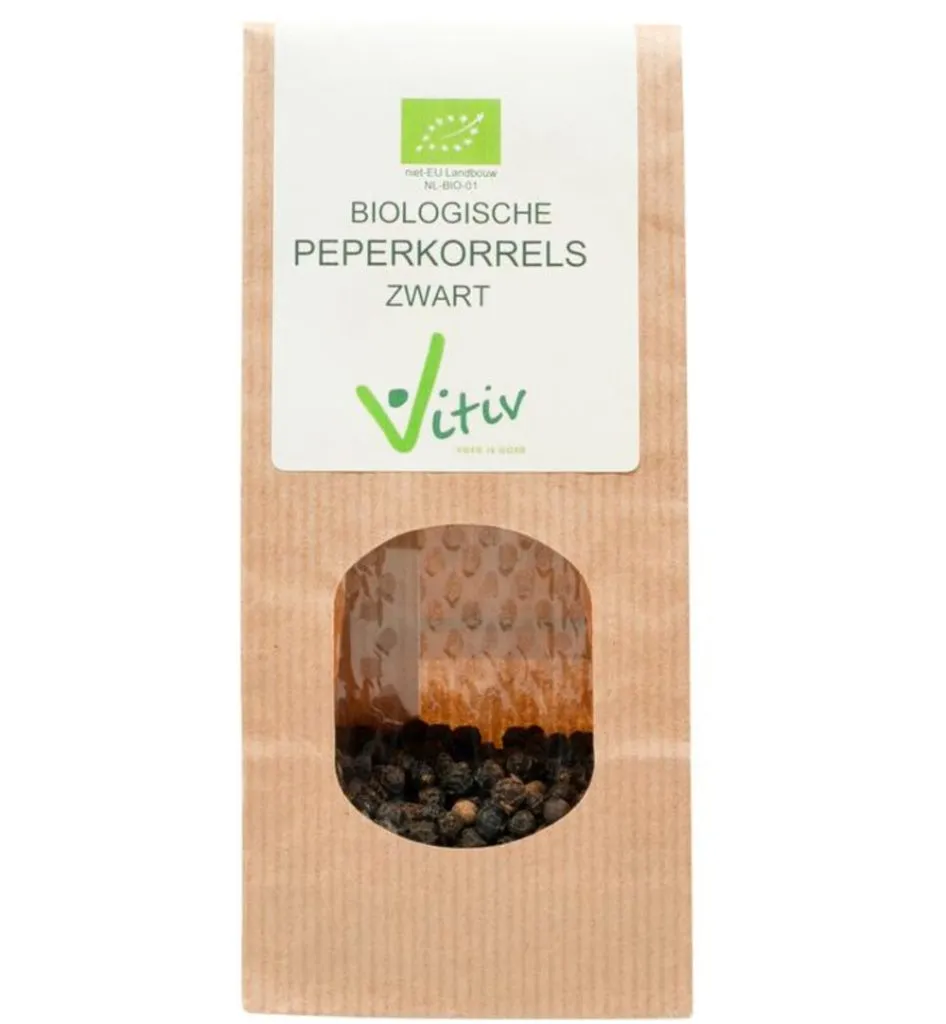 Vitiv Peperkorrels zwart bio (250 gr)