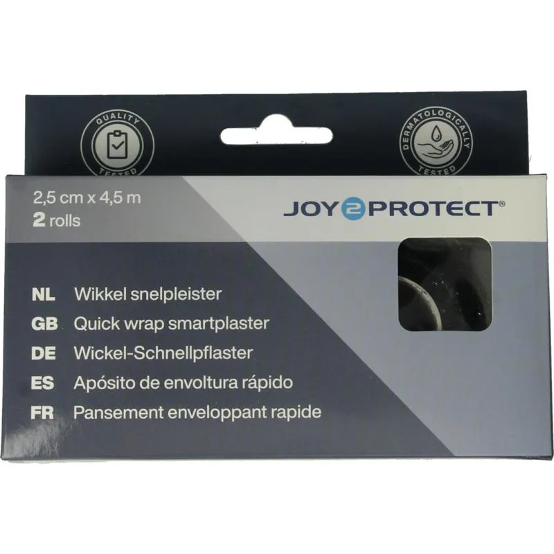 Joy2Protect Wikkel snelpleister 2,5 cm x 4 ,5 m (2 rollen)
