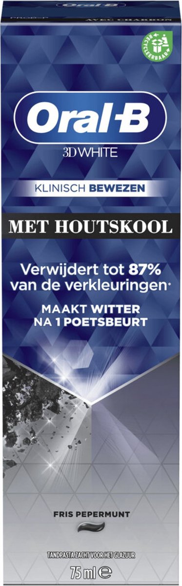 Oral B Tandpasta 3D White Houtskool (75 ml)