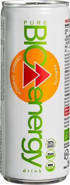 PURE BIO Energy Energiedrank Sinaasappel En Perzik (250 ml)