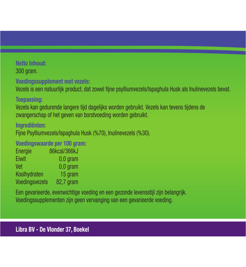 Vezels Vezels Naturel Psylliumvezels En Inulinevezels (300 gr) - image 2