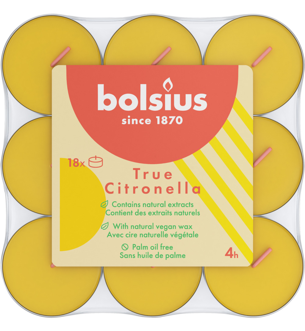 Bolsius True Citronella Geurtheelichten 4 Uur (9 stuks)
