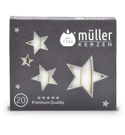 Müller Kerzen Kerstboomkaars 120/12 Wit (20 stuks)