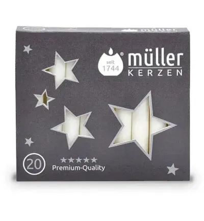 Müller Kerzen Kerstboomkaars 120/12 Wit (20 stuks)