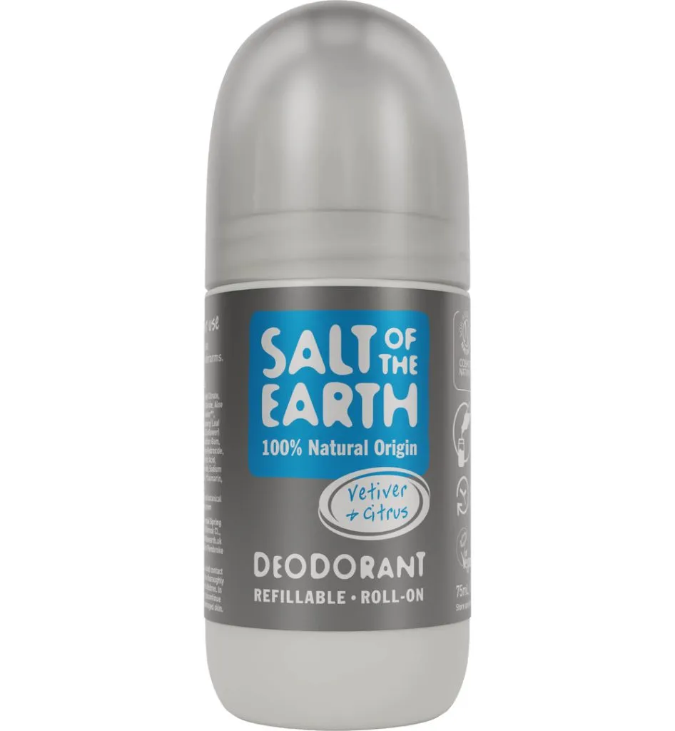 Salt Of The Earth Natural Deodorant Roll On, Vetitver & Citrus (75 ml)
