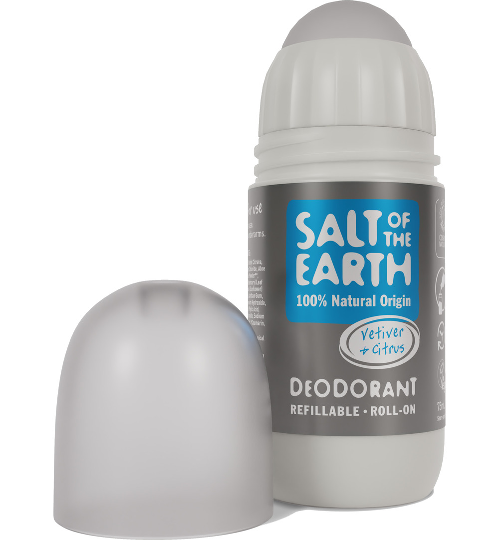 Salt Of The Earth Natural Deodorant Roll On, Vetitver & Citrus (75 ml)