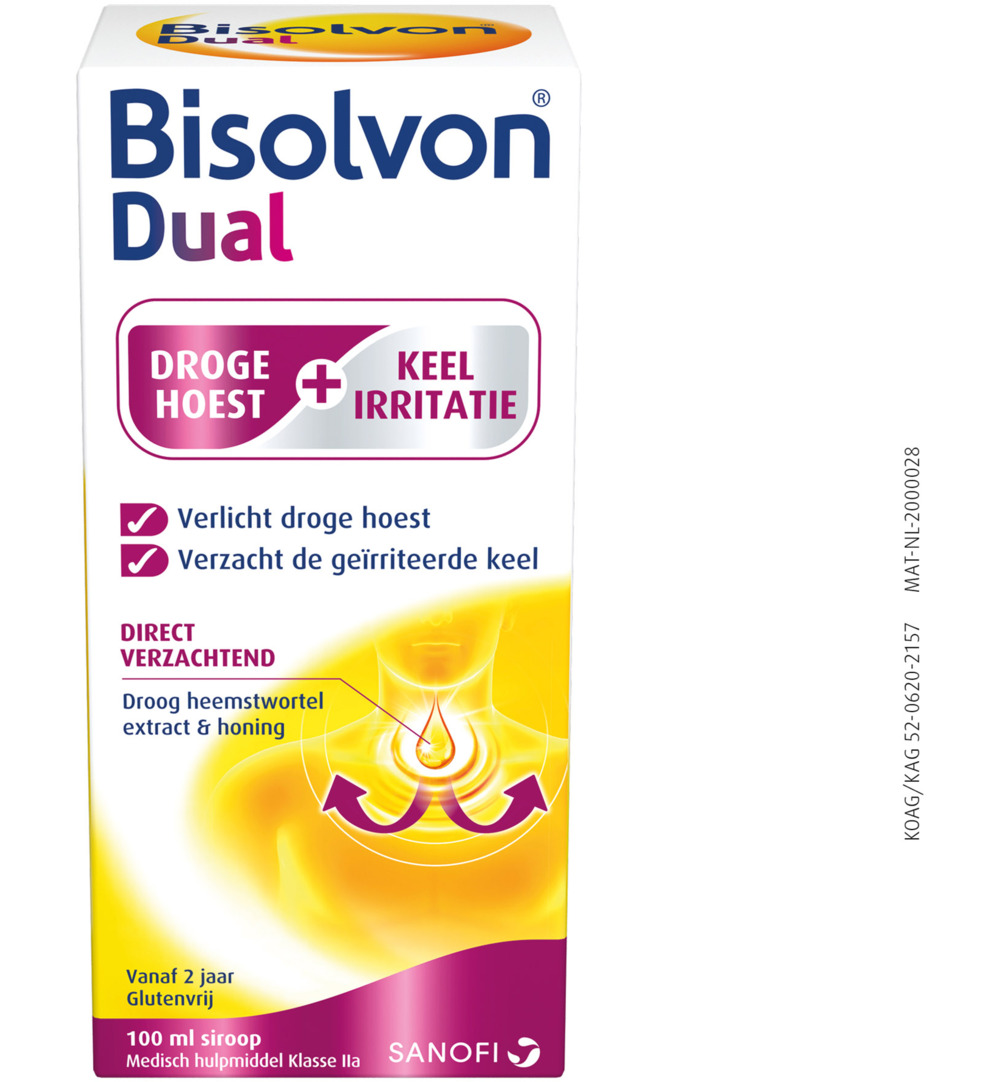 Bisolvon Dual droge hoest/keelirritatie siroop (100 ml)