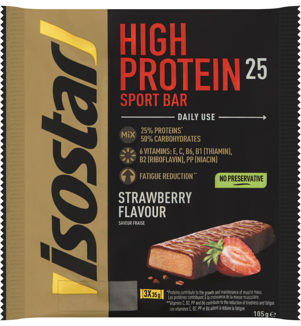 Isostar High Protein Reep Aardbei (105 gr)