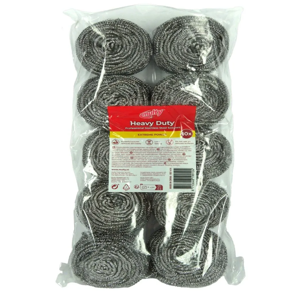 Multy Professional Stainless Steel Scourers Heavy Duty (10 stuks)