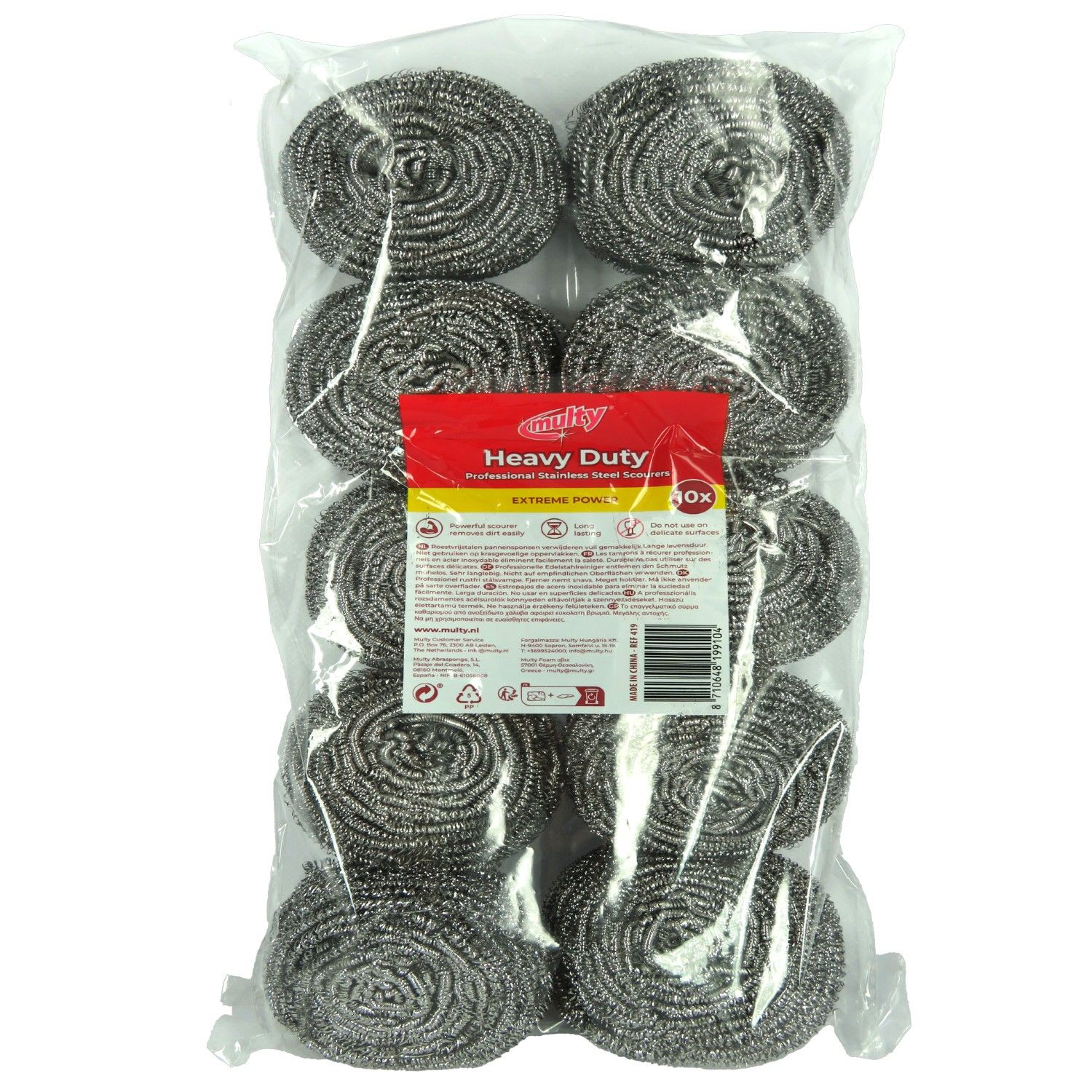 Multy Professional Stainless Steel Scourers Heavy Duty (10 stuks)