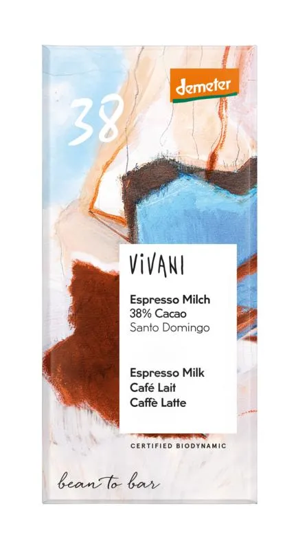 Vivani Chocolade Demeter Melk Espresso 38% Bio (90 gr)