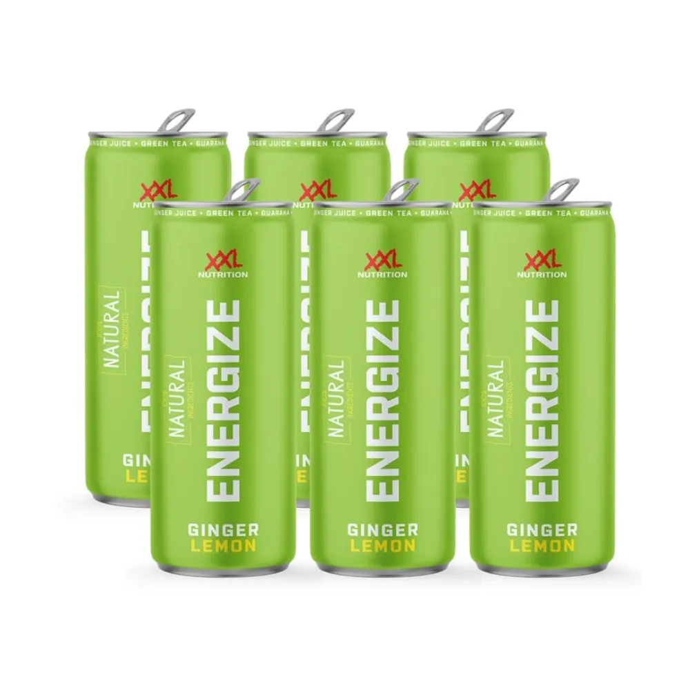 XXL Nutrition Energize! Energy Drink - green - Ginger Lemon - Natural (6 X 330 ml)