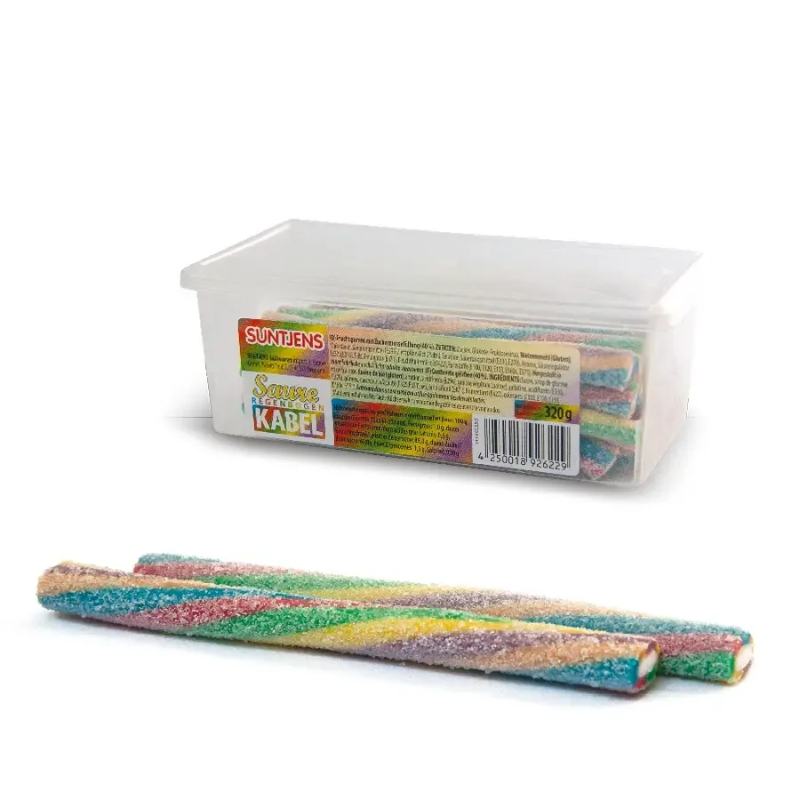 Suntjens Zure Regenboogkabel - Aardbei- & Vanillesmaak (320 gr)