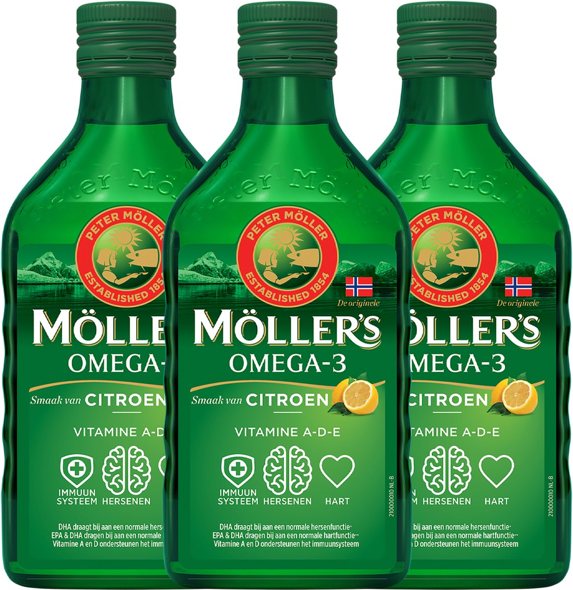 3x Mollers Omega-3 Levertraan Citroen (250 ml)