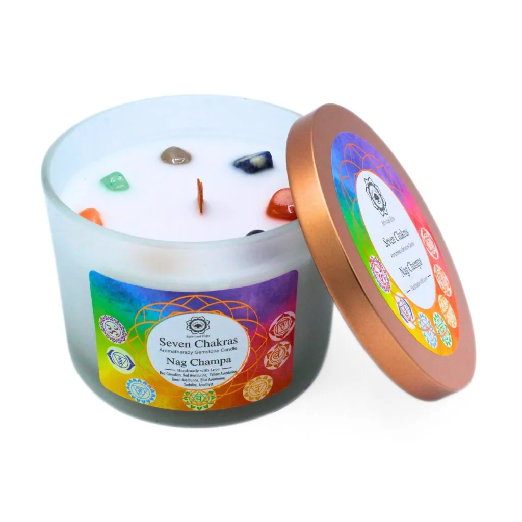 Green Tree Gemstone Candle Seven Chakras Nag Champa (256 gr)