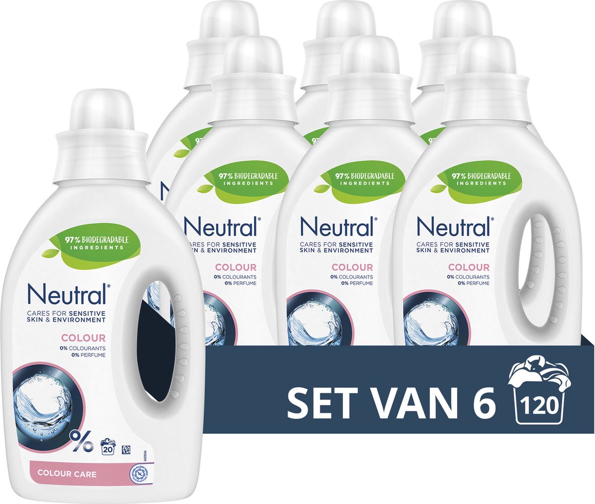 6x Neutral Wasmiddel vloeibaar color (1000 ml)
