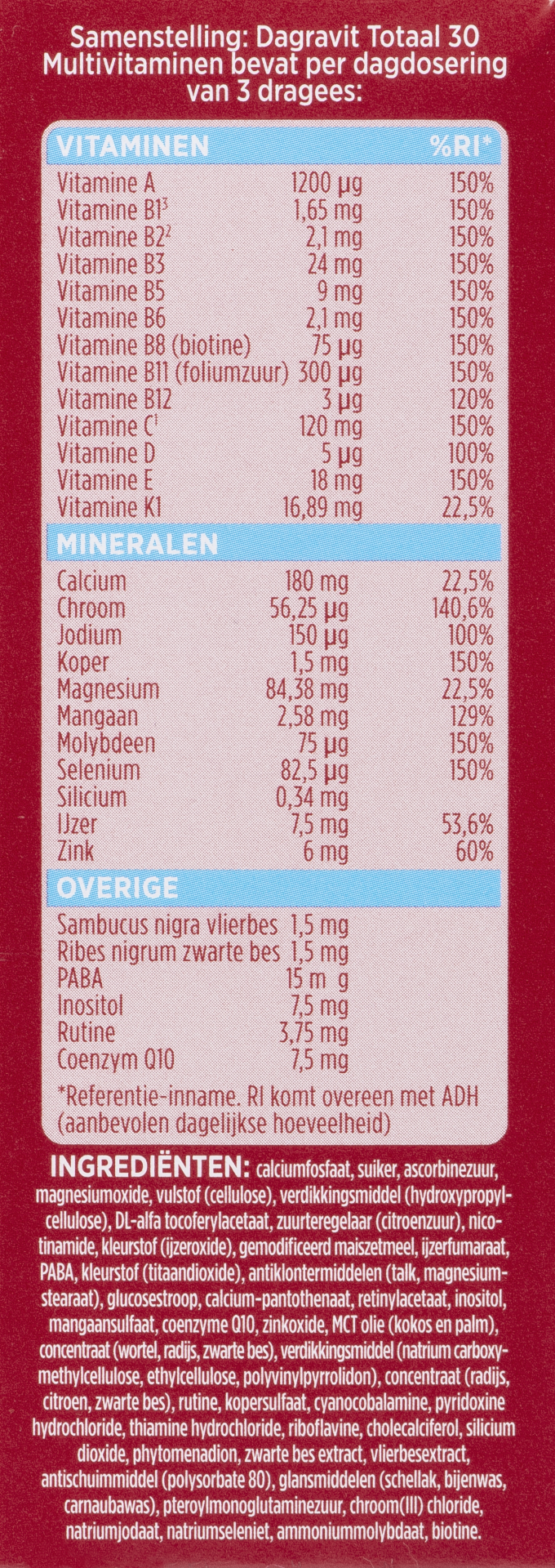 Dagravit Totaal 30 Multivitaminen (100 dragees) - image 3