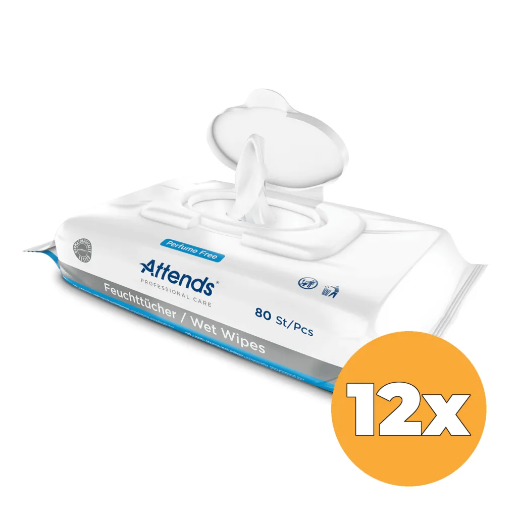 12x Attends Care Wet Wipes (80 stuks)