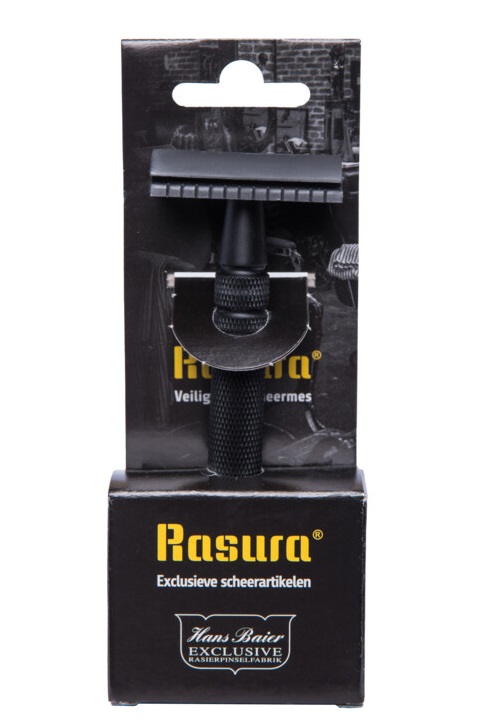 Rasura Scheermes Zwart Metaal Met 10 Mesjes Blister (1 stuk)