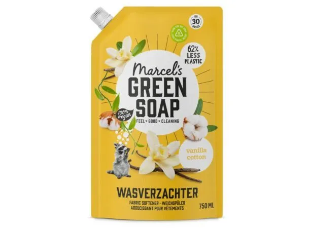 Marcel's Green Soap Wasverzachter Vanille & Katoen Navulling (750 ml)
