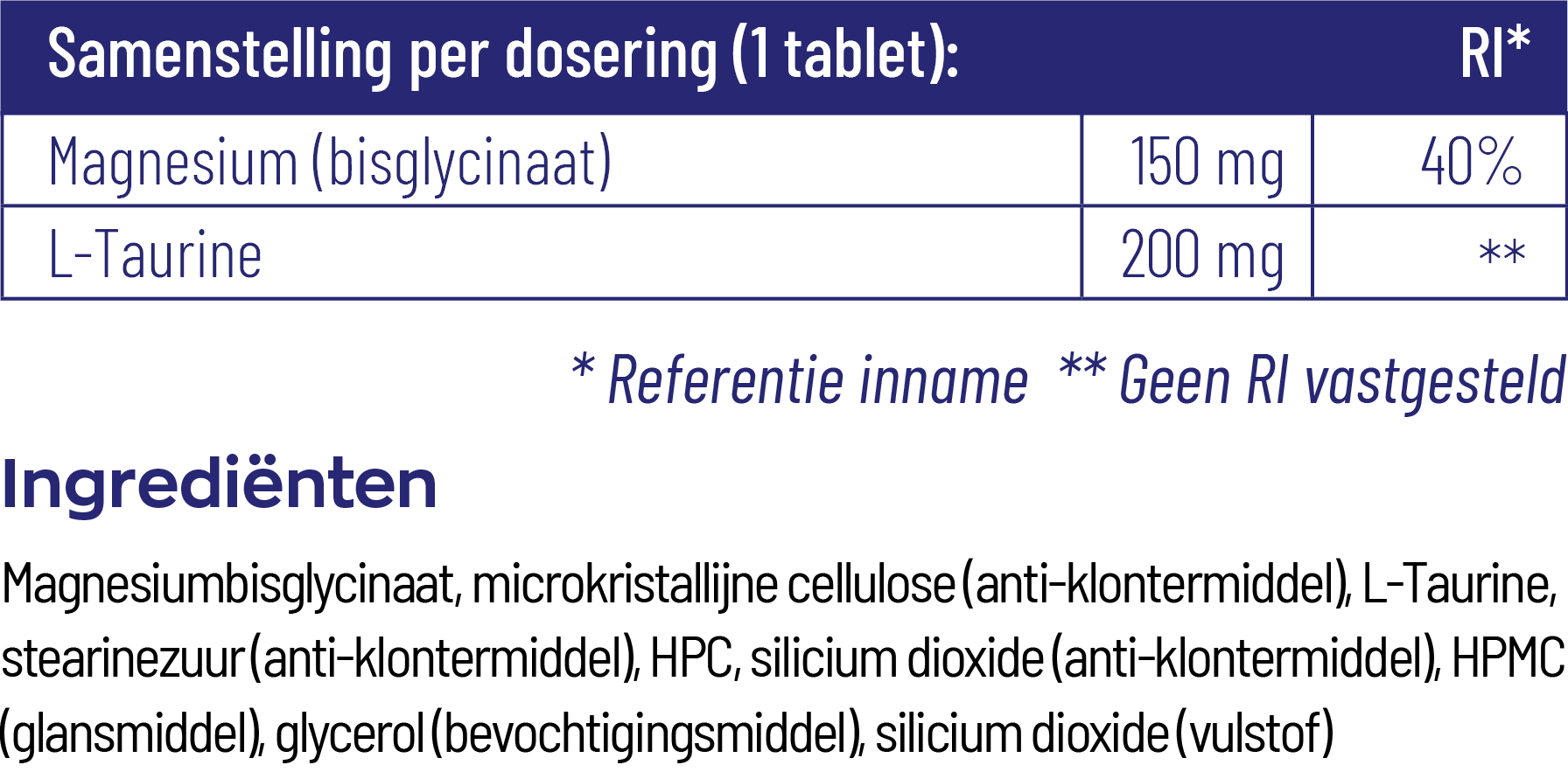 Vitakruid Magnesium 150 Bisglycinaat Met 200Mg L-Taurine (180 tabletten) - image 3