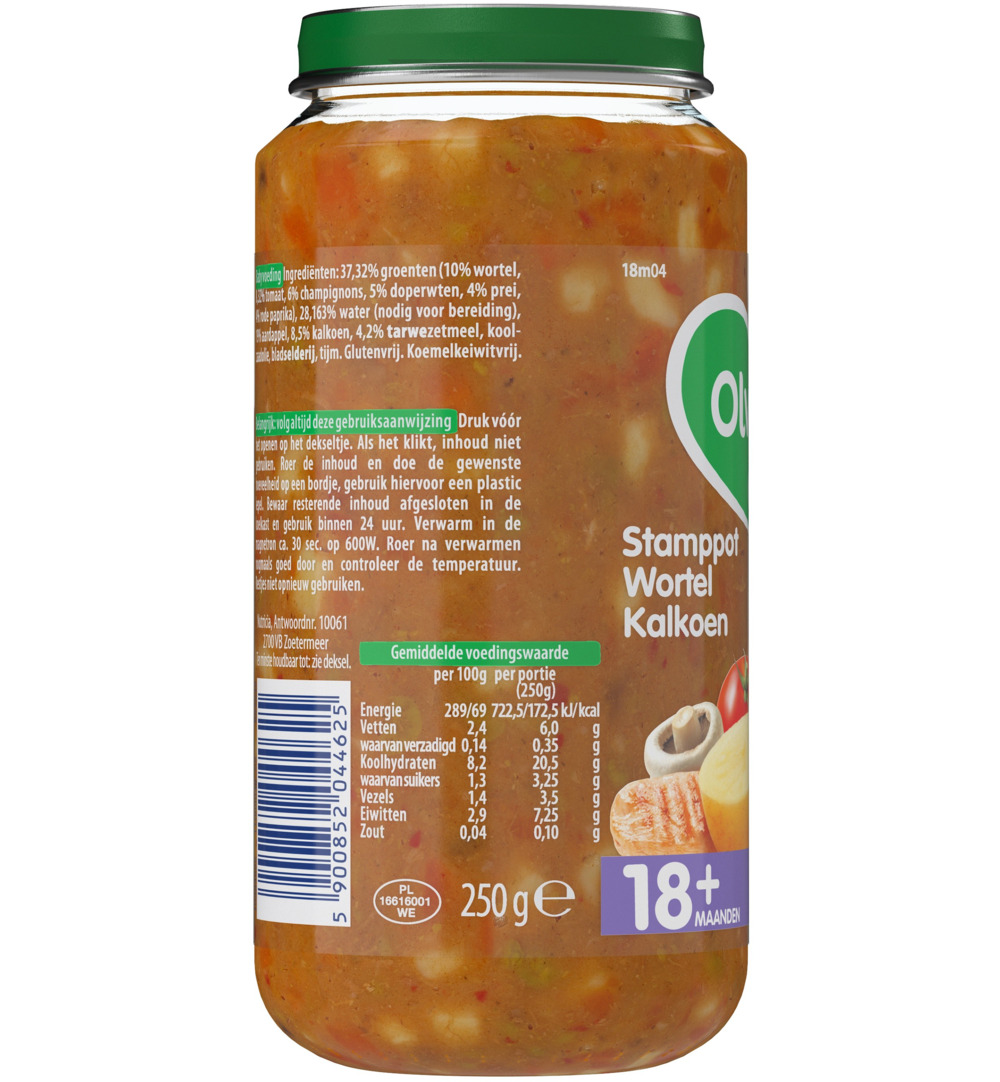 Olvarit Stamppot wortel kalkoen 18M04 (250 gr)