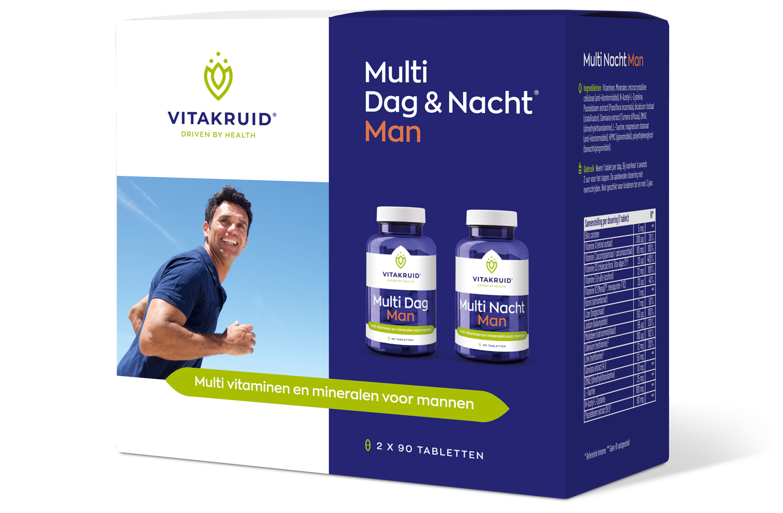 Vitakruid Multi Dag & Nacht Man 100% Vegan (2 X 90 tabletten)