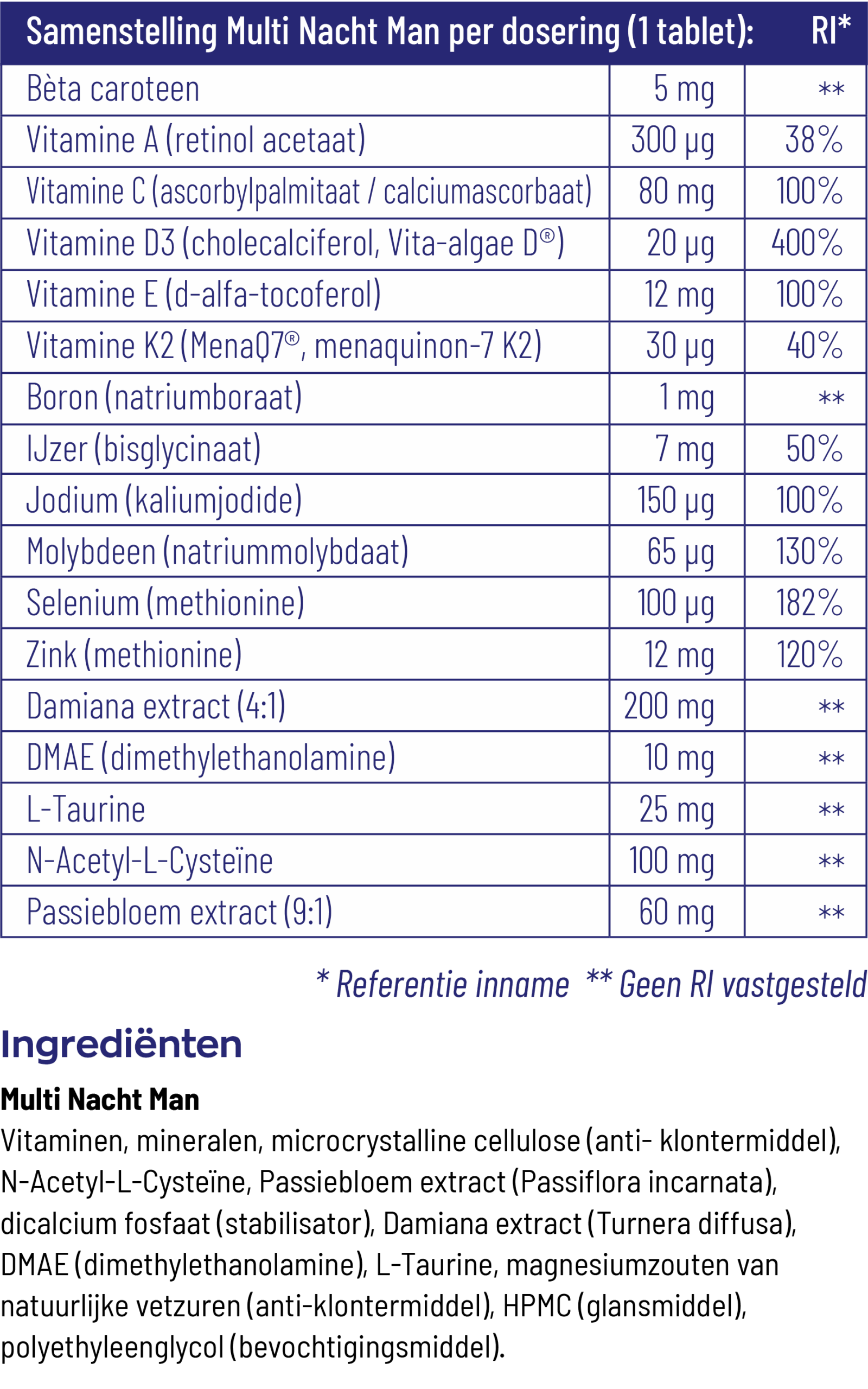 Vitakruid Multi Nacht Man 100% Vegan (30 tabletten) - image 3