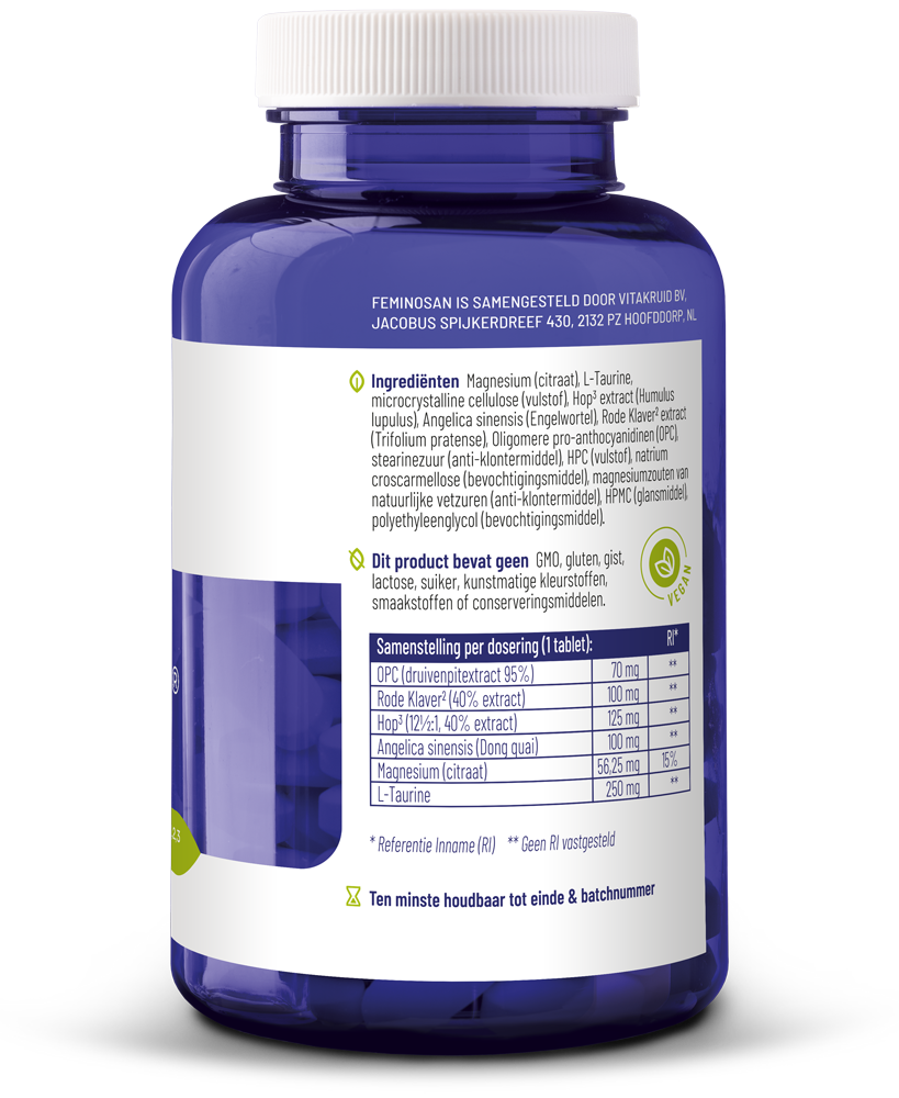 Vitakruid Feminosan Overgang Complex Oa Rode Klaver & Hop (180 tabletten) - image 2